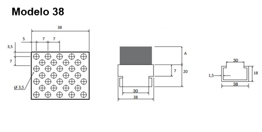 Listón con guía 38 Listón con guía 38
