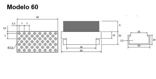 Listón con guía protección mod 60 Listón con guía protección mod 60