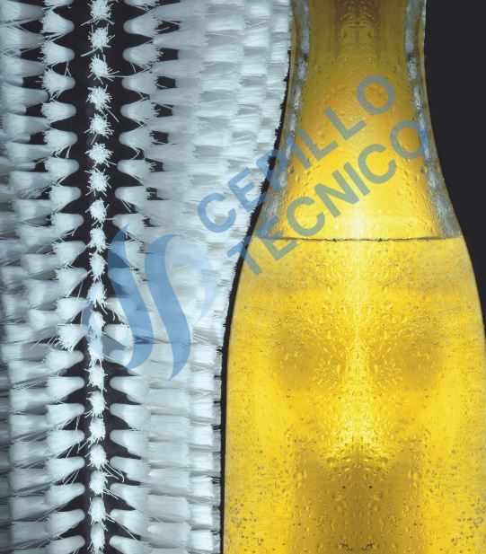 cepillos con recorte de fibra ondulado para limpieza del exterior de las botellas